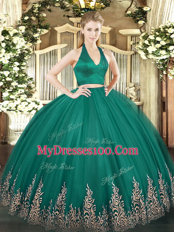 Sleeveless Zipper Floor Length Appliques 15 Quinceanera Dress