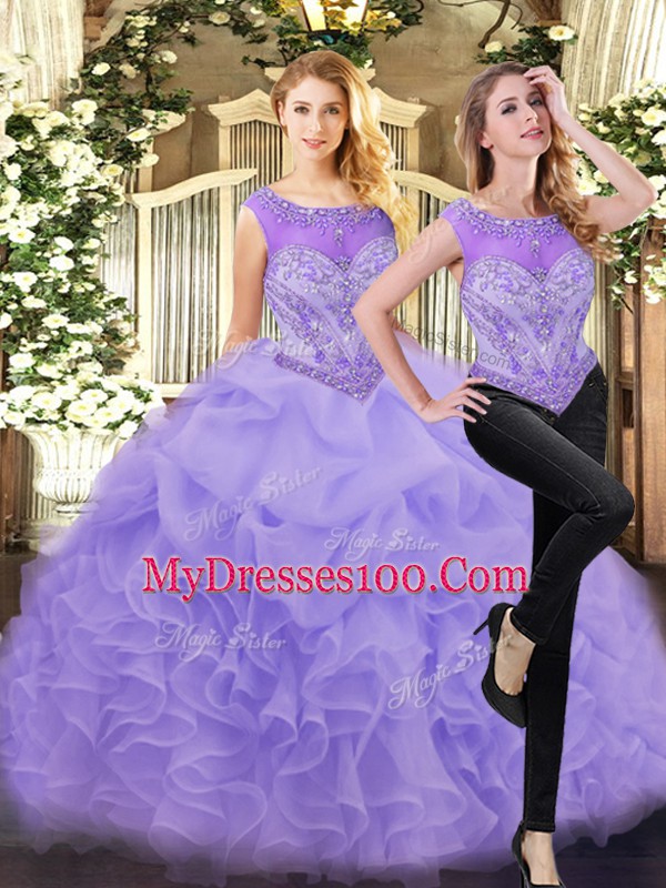 Smart Sleeveless Beading and Ruffles Zipper Ball Gown Prom Dress