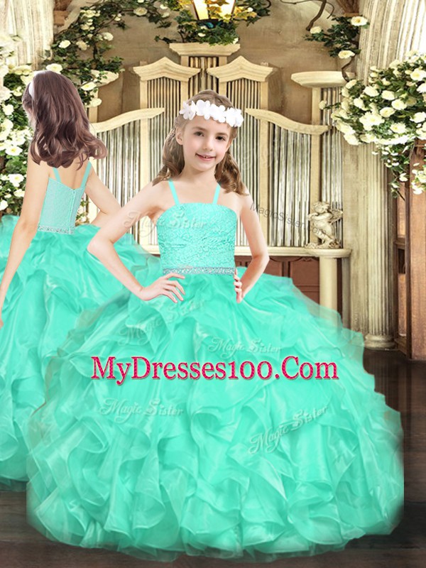 Noble Sleeveless Lace and Ruffles Lace Up Quinceanera Gown