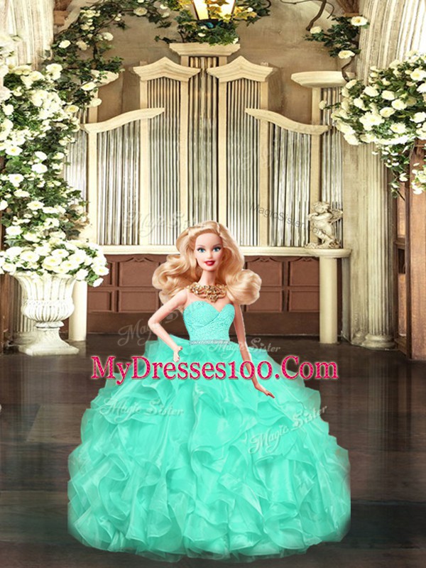 Noble Sleeveless Lace and Ruffles Lace Up Quinceanera Gown