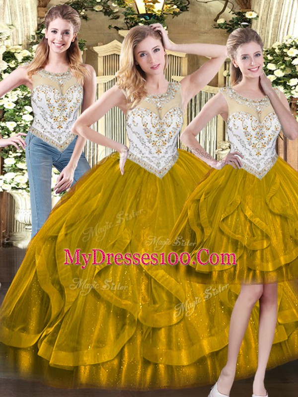 Fitting Floor Length Ball Gowns Sleeveless Olive Green Quinceanera Dresses Zipper
