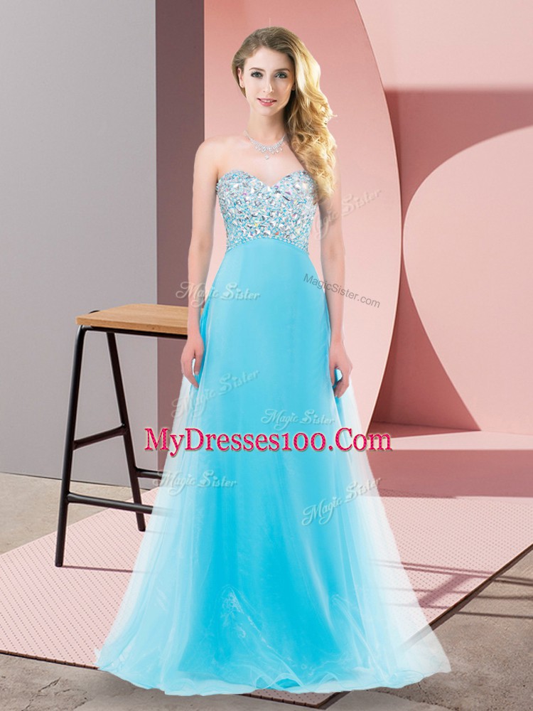 Sleeveless Lace Up Floor Length Beading Court Dresses for Sweet 16
