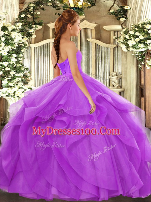Dramatic Baby Blue Sleeveless Tulle Lace Up Vestidos de Quinceanera for Military Ball and Sweet 16 and Quinceanera