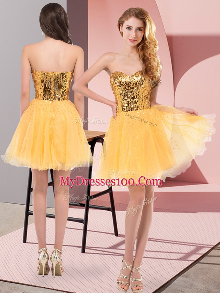 Sweetheart Sleeveless Tulle Club Wear Sequins Zipper