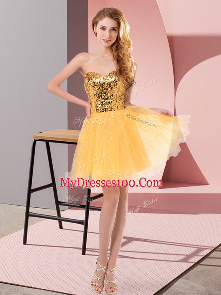 Sweetheart Sleeveless Tulle Club Wear Sequins Zipper