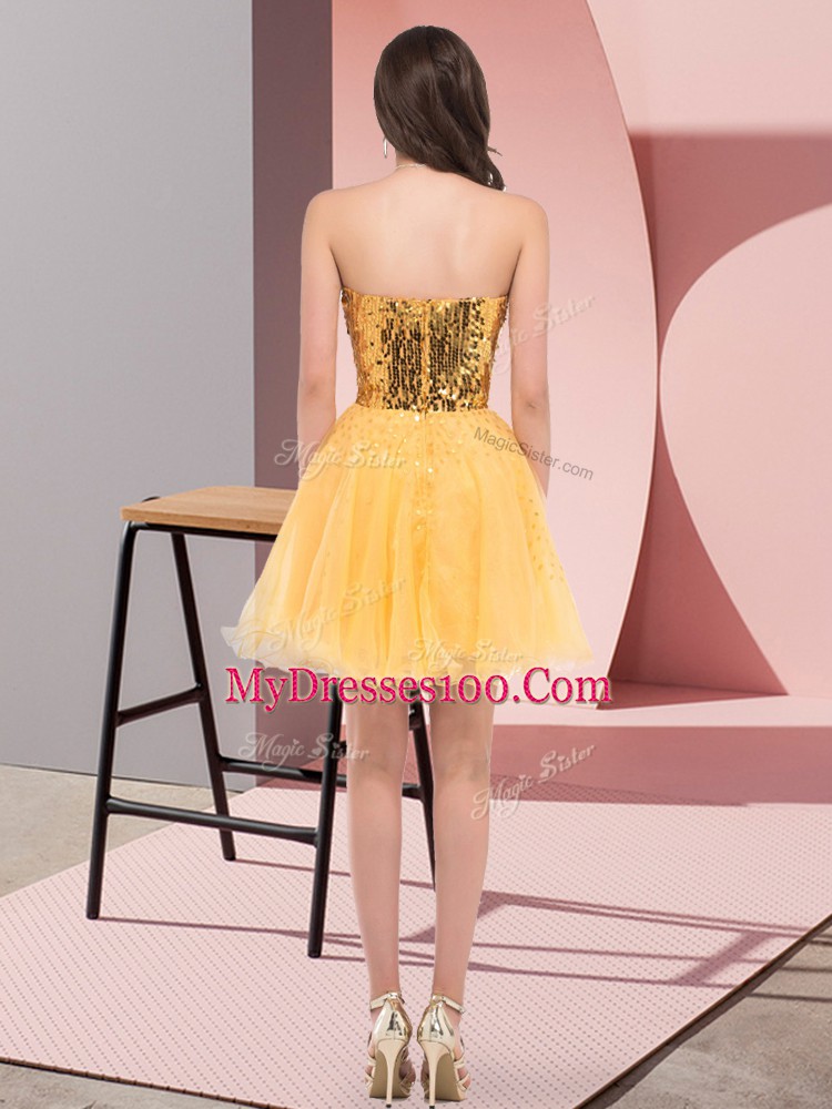 Sweetheart Sleeveless Tulle Club Wear Sequins Zipper