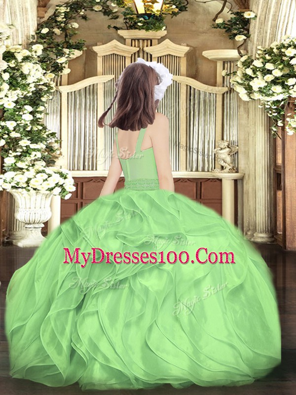 Fuchsia Sleeveless Organza Zipper Girls Pageant Dresses for Party and Quinceanera