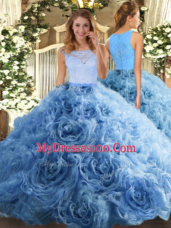 Custom Made Floor Length Zipper Quinceanera Gown Baby Blue for Sweet 16 and Quinceanera with Beading and Ruffles