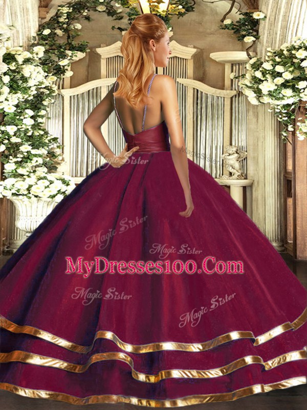 Ruching Vestidos de Quinceanera Purple Backless Sleeveless Floor Length