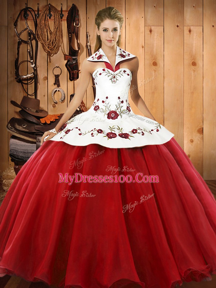 Most Popular Wine Red Sleeveless Satin and Tulle Lace Up Quinceanera Gowns for Military Ball and Sweet 16 and Quinceanera