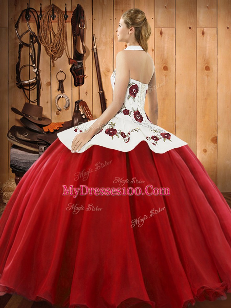 Most Popular Wine Red Sleeveless Satin and Tulle Lace Up Quinceanera Gowns for Military Ball and Sweet 16 and Quinceanera