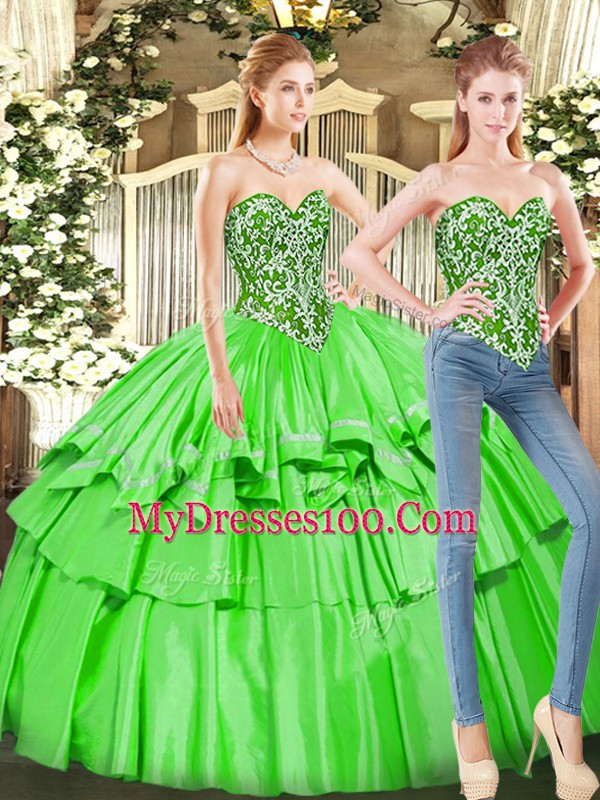 Amazing Floor Length Vestidos de Quinceanera Tulle Sleeveless Ruffled Layers