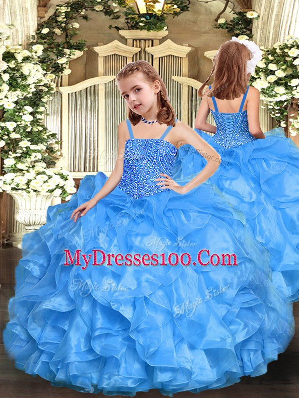 Floor Length Baby Blue Vestidos de Quinceanera Sweetheart Sleeveless Lace Up
