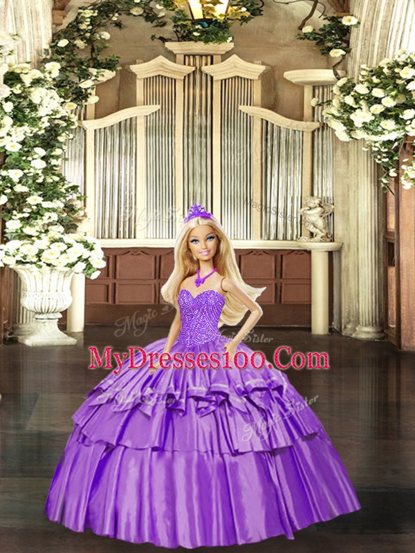 Organza Sleeveless Floor Length 15 Quinceanera Dress and Beading and Ruffled Layers