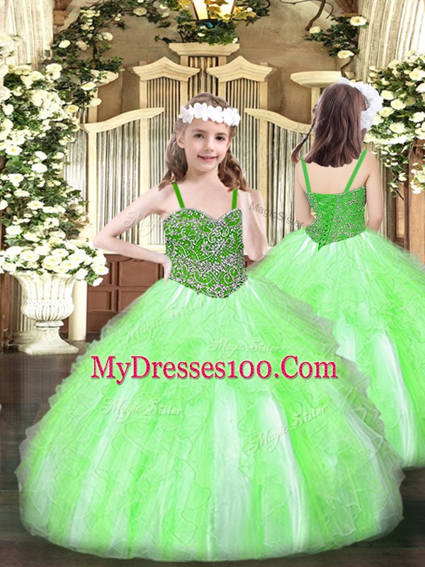 Custom Fit Sleeveless Beading and Ruffles Lace Up Quinceanera Dresses