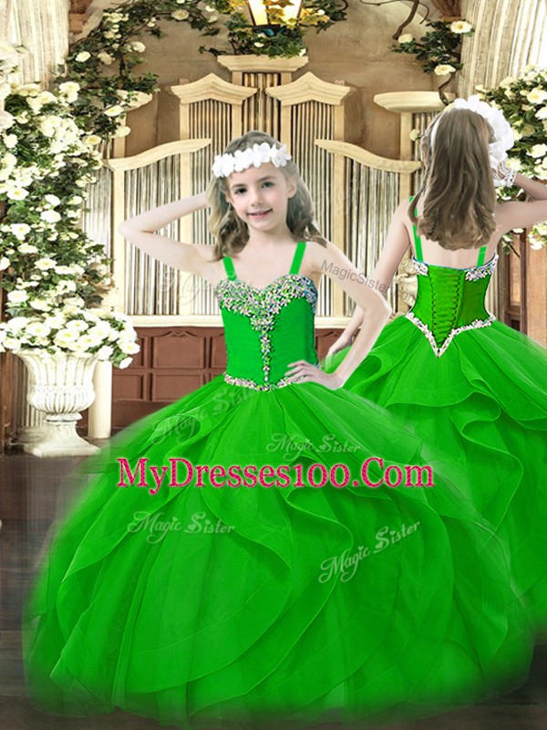 Organza Sleeveless Floor Length Sweet 16 Dresses and Beading and Ruffles
