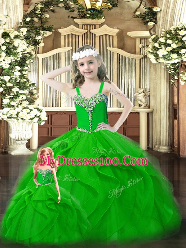 Organza Sleeveless Floor Length Sweet 16 Dresses and Beading and Ruffles