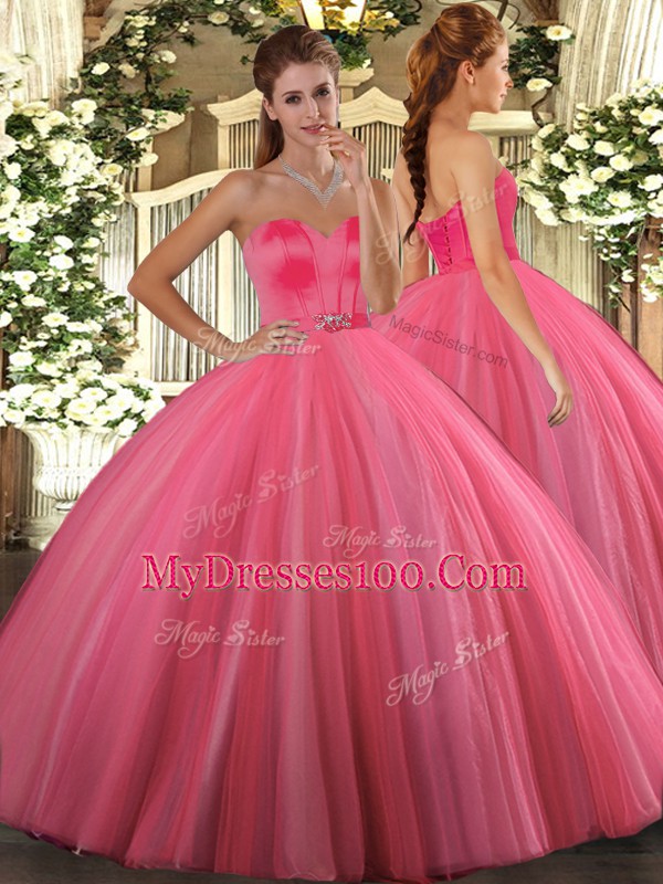 Sleeveless Lace Up Floor Length Beading Quinceanera Dresses