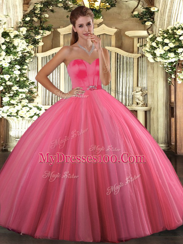 Sleeveless Lace Up Floor Length Beading Quinceanera Dresses