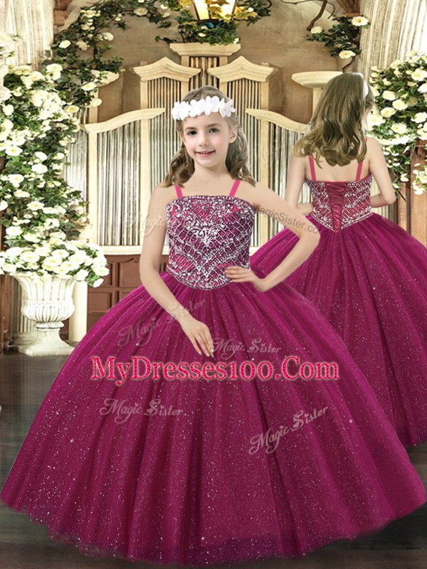 Burgundy Sleeveless Beading Floor Length Quinceanera Gown