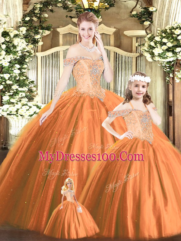 Off The Shoulder Sleeveless Tulle Sweet 16 Quinceanera Dress Beading Lace Up
