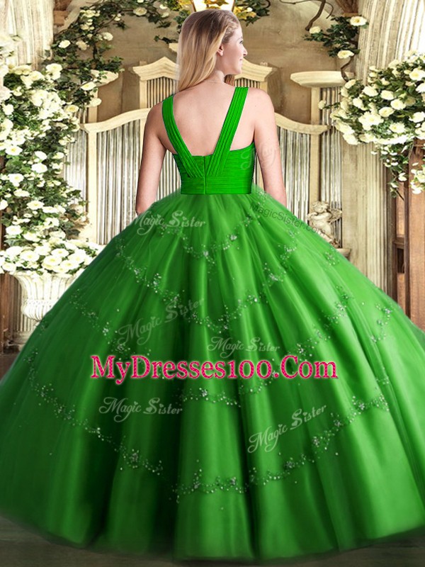 Rust Red Sleeveless Beading Floor Length Quince Ball Gowns