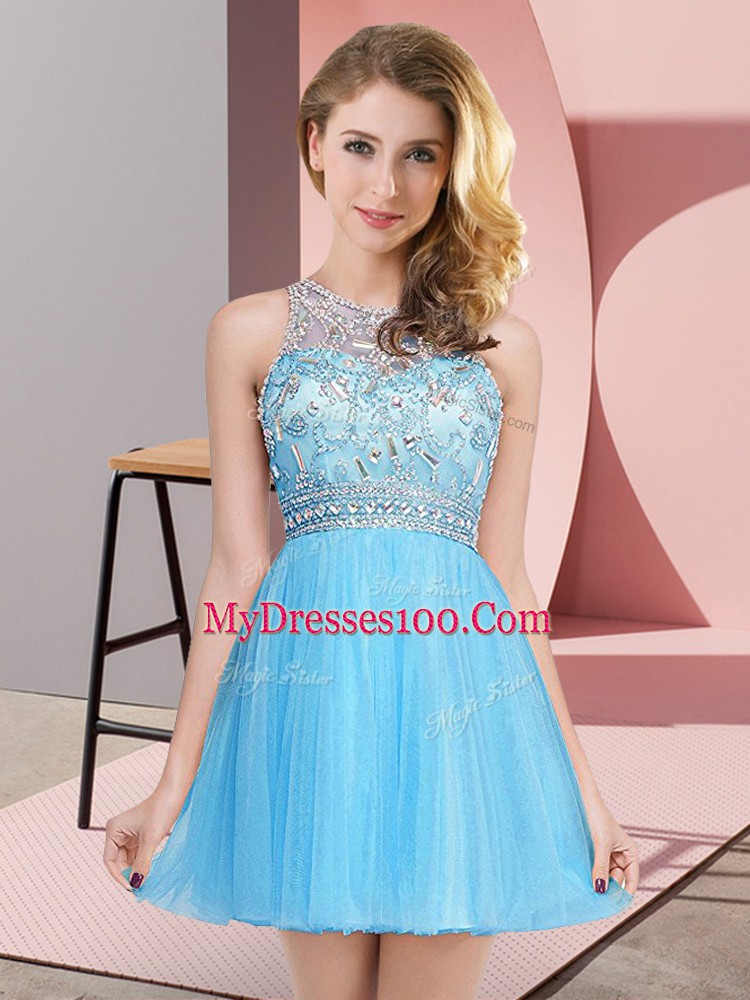 Sleeveless Beading Zipper Prom Dress