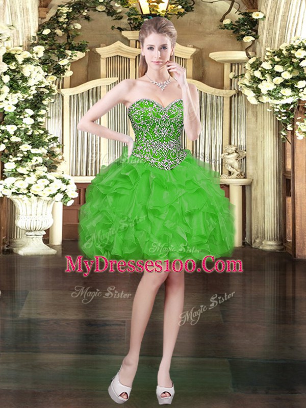 Beautiful Sleeveless Beading and Ruffles Lace Up 15 Quinceanera Dress