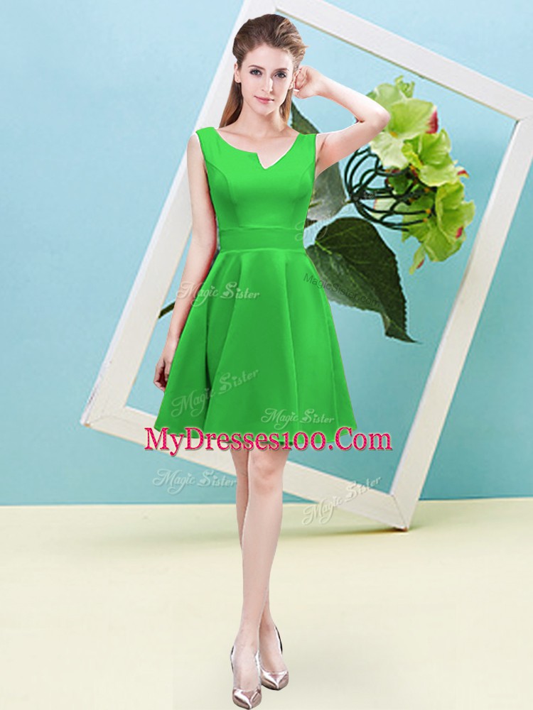 Green Asymmetric Neckline Ruching Bridesmaid Gown Sleeveless Zipper