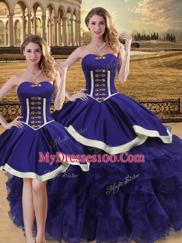 Great Floor Length Purple Ball Gown Prom Dress Sweetheart Sleeveless Lace Up