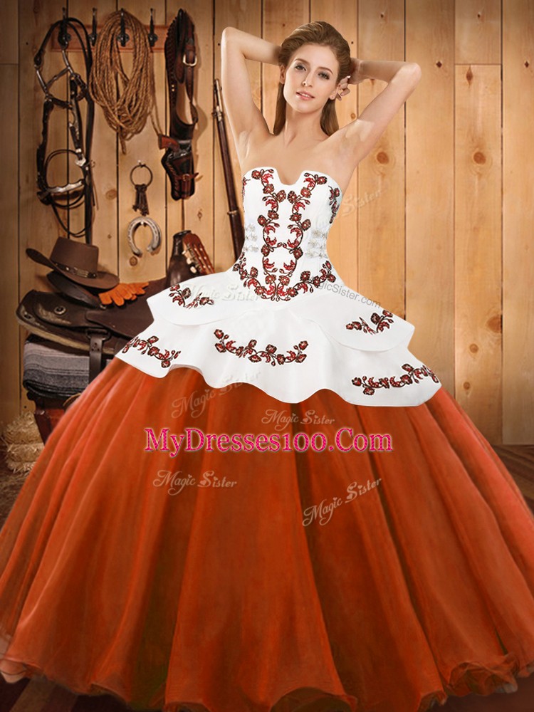 Sophisticated Floor Length Ball Gowns Sleeveless Rust Red Ball Gown Prom Dress Lace Up