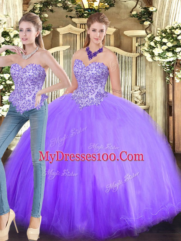 Trendy Lavender Quince Ball Gowns Military Ball and Sweet 16 and Quinceanera with Beading Sweetheart Sleeveless Lace Up