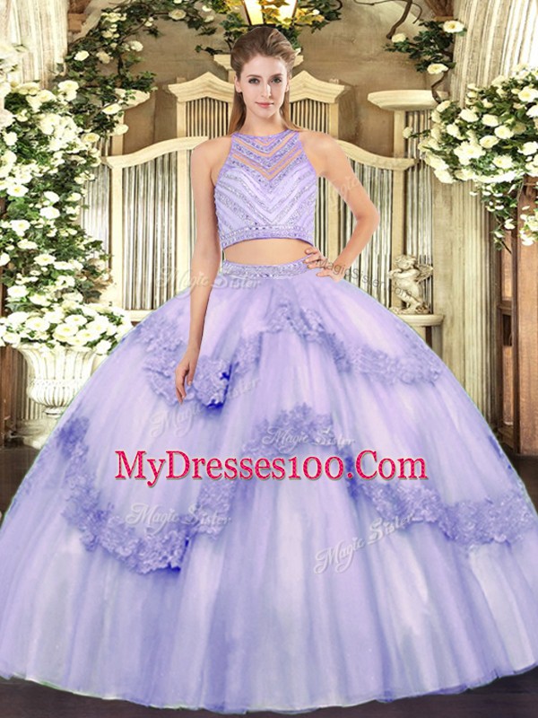 Simple Sleeveless Zipper Floor Length Beading and Appliques 15th Birthday Dress