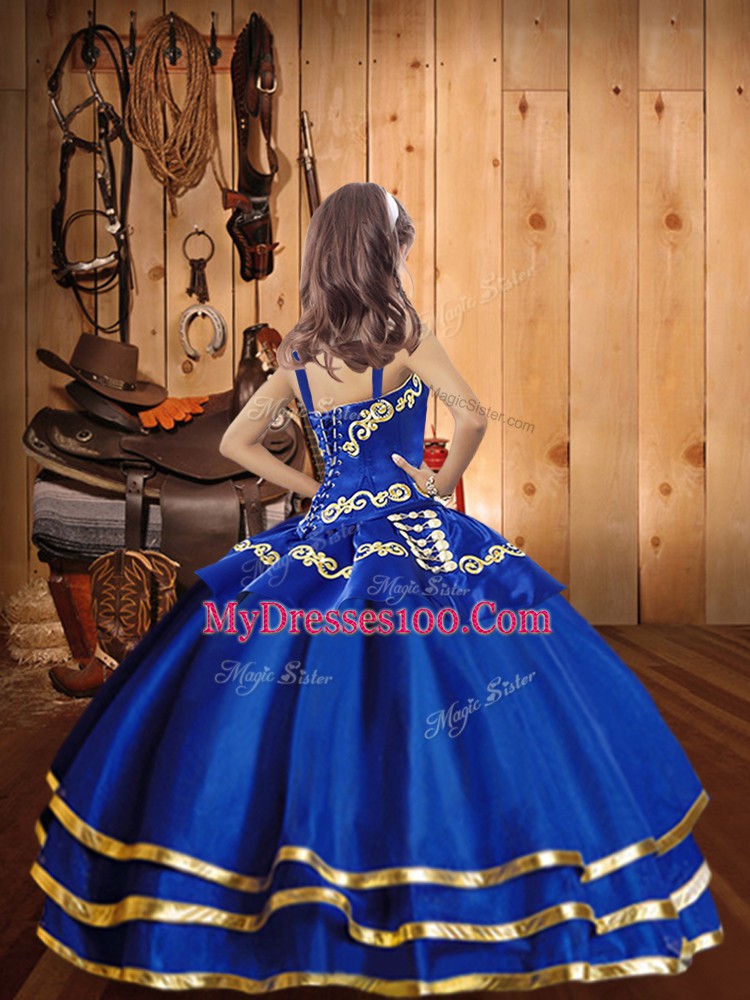 Fuchsia Lace Up Pageant Gowns For Girls Embroidery and Ruffled Layers Sleeveless Floor Length