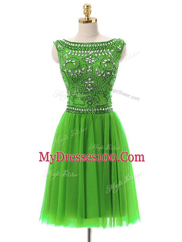Beautiful Empire Tulle Bateau Sleeveless Beading Mini Length Zipper