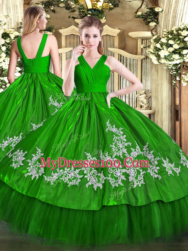 Adorable Floor Length Ball Gowns Sleeveless Green Sweet 16 Quinceanera Dress Zipper