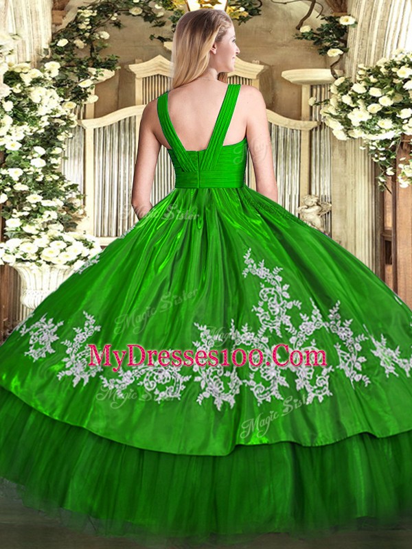 Adorable Floor Length Ball Gowns Sleeveless Green Sweet 16 Quinceanera Dress Zipper