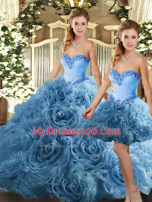 Beading Quince Ball Gowns Baby Blue Lace Up Sleeveless Floor Length