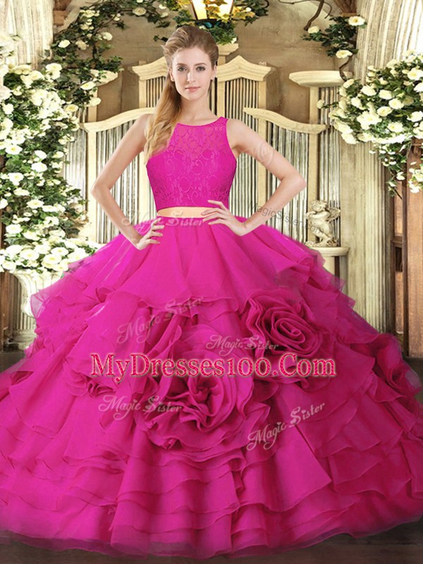 Dynamic Tulle Sleeveless Floor Length Sweet 16 Dress and Ruffles
