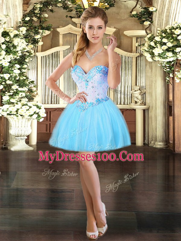 Custom Fit Floor Length Three Pieces Sleeveless Baby Blue Quinceanera Dresses Lace Up