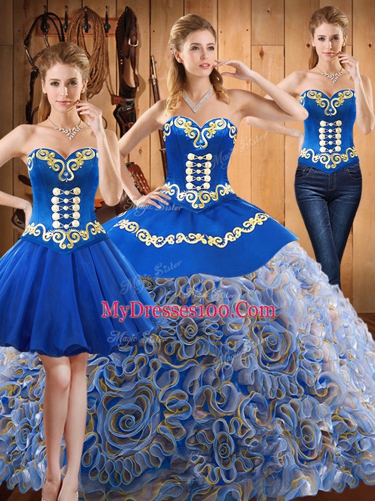 Hot Selling Multi-color Sleeveless Sweep Train Embroidery With Train 15 Quinceanera Dress