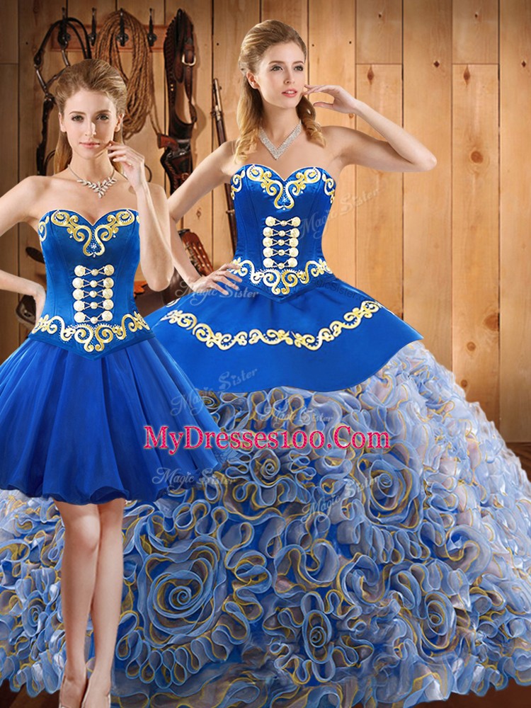 Hot Selling Multi-color Sleeveless Sweep Train Embroidery With Train 15 Quinceanera Dress
