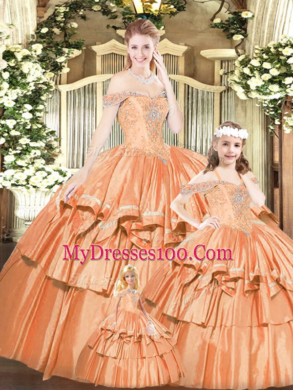 Suitable Rust Red Sleeveless Floor Length Beading and Ruffles Lace Up Quinceanera Gown