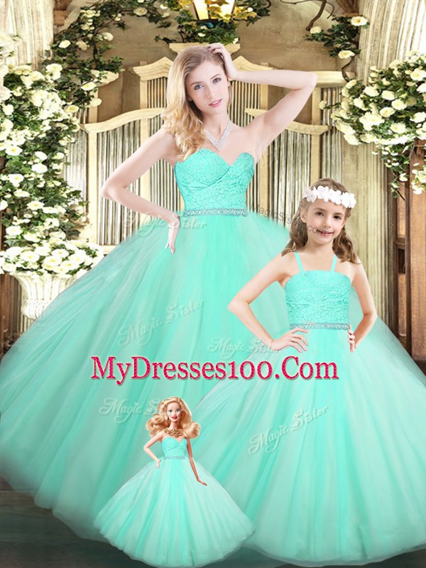 Glittering Sweetheart Sleeveless Organza Sweet 16 Quinceanera Dress Beading and Lace Lace Up