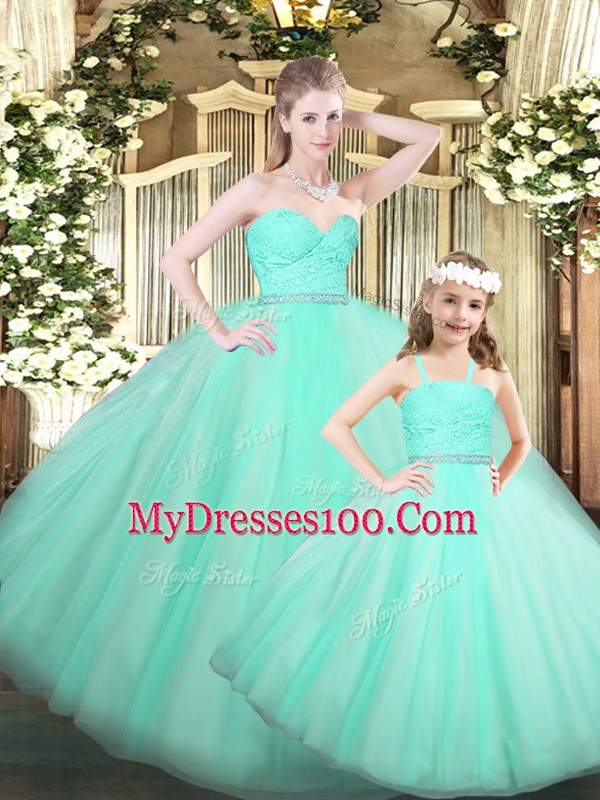 Glittering Sweetheart Sleeveless Organza Sweet 16 Quinceanera Dress Beading and Lace Lace Up