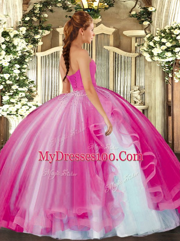 Lavender Lace Up Quinceanera Dress Beading Sleeveless Floor Length
