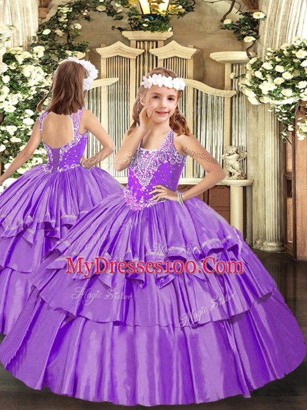 Captivating Organza Sleeveless Floor Length Quinceanera Dresses and Beading and Ruffled Layers