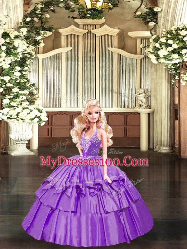 Captivating Organza Sleeveless Floor Length Quinceanera Dresses and Beading and Ruffled Layers