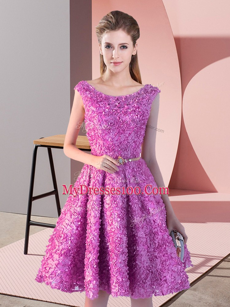 Colorful Lilac Lace Up Scoop Belt Prom Evening Gown Lace Sleeveless