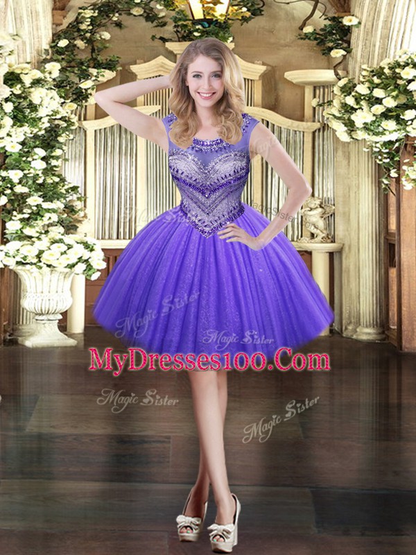 Best Selling Floor Length Lavender Quinceanera Dresses Tulle Sleeveless Beading